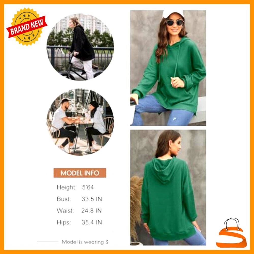Oversized Waffle Knit Hoodie with Pocket, Loose Fit Pullover Sweatshirt - Picture 5 of 7